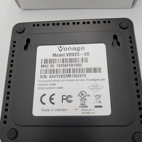 Vonage VOIP Router VDV23-VD With Power Adapter - Picture 2 of 3